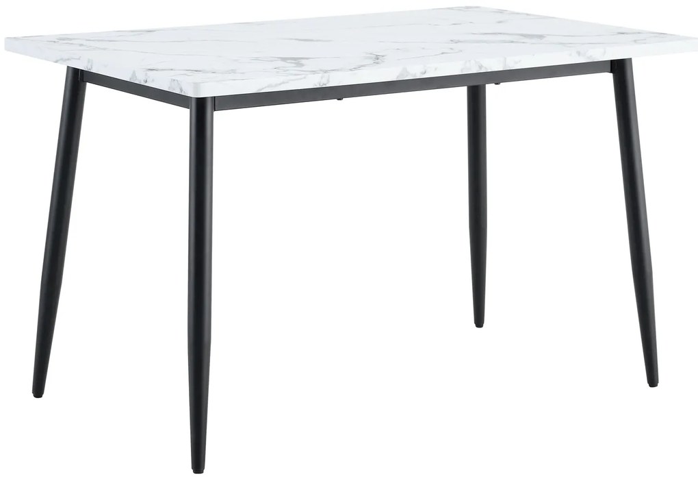 Τραπέζι Τραπεζαρίας ArteLibre IRWELL Λευκό Μάρμαρο/Μαύρο Μέταλλο/Μοριοσανίδα 120x80x75cm