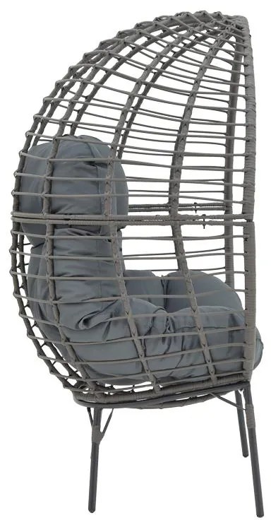Καρέκλα - Πολυθρόνα Nestie wicker rattan γκρι-μεταλλικό γκρι πόδι-γκρι μαξιλάρι 102x80x155 εκ. 102x80x156 εκ.