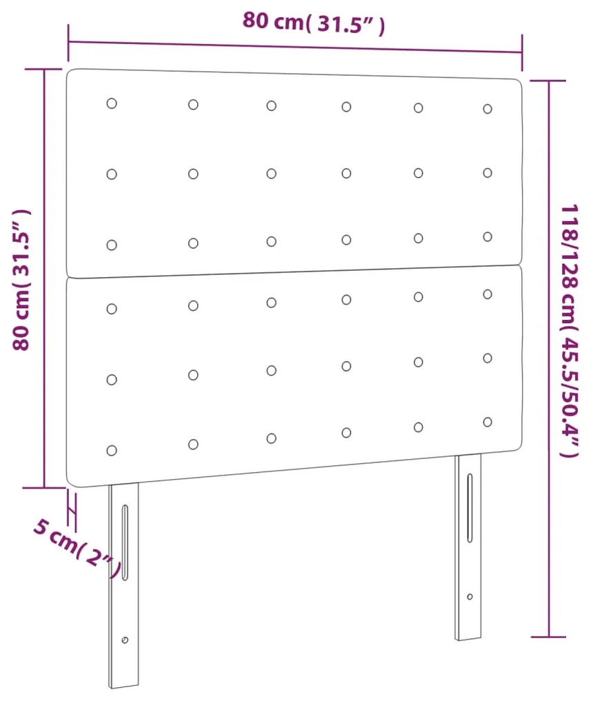 vidaXL Κεφαλάρι Κρεβατιού LED Ανοιχτό Γκρι 80x5x118/128 εκ. Βελούδινο