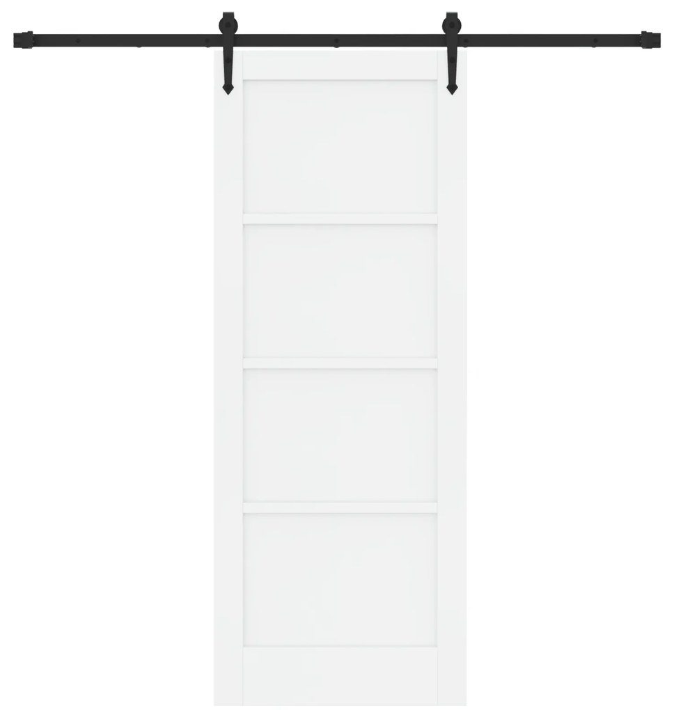 vidaXL Ολίσθητη Πόρτα με Σετ Αξεσουάρ Λευκή 78x202 εκ. Στερεό Ξύλο Πεύκου