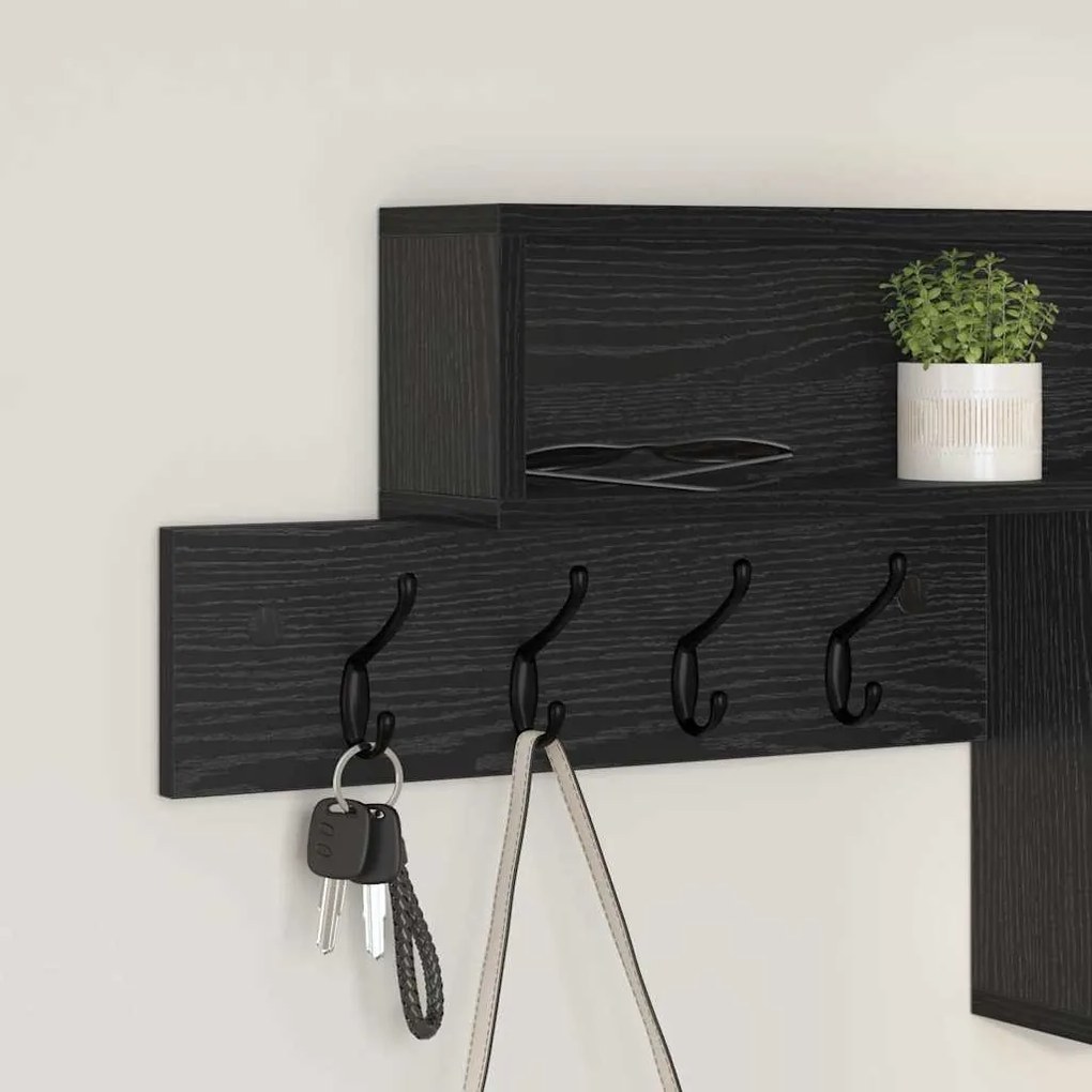 vidaXL Τοίχου Κρεμάστρα με ράφι Μαύρη δρυς 100 x 12 x 43.5 εκ