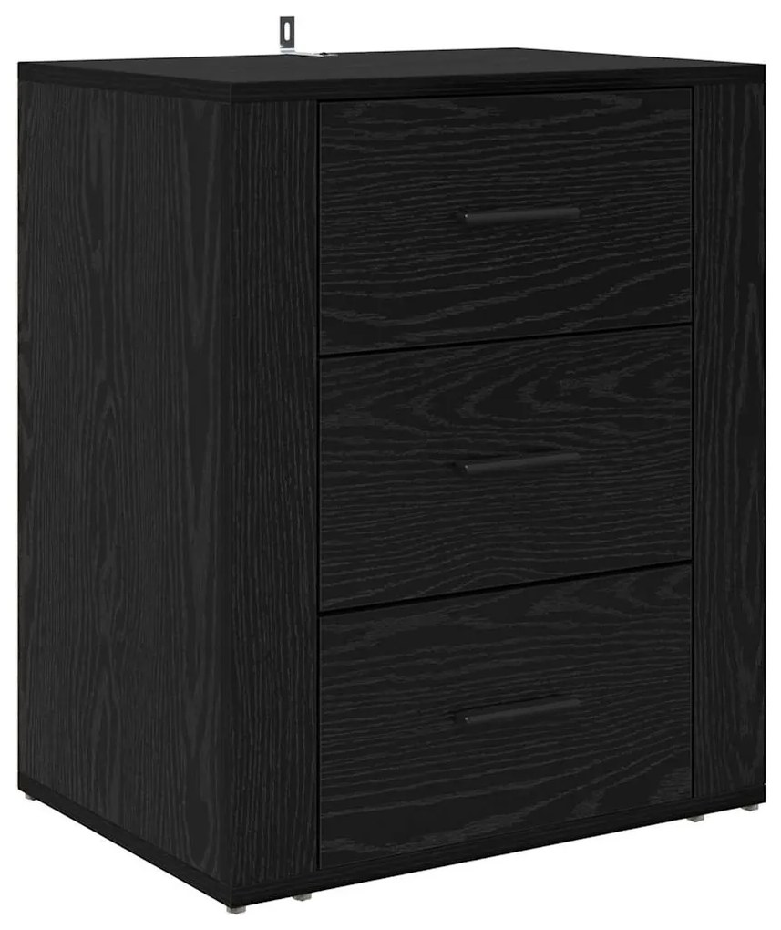vidaXL Κομοδίνο Μαύρη δρυς 50 x 36 x 60 εκ Επεξεργασμένο ξύλο