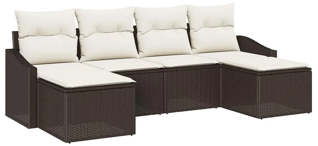 vidaXL Σετ Καναπέ Κήπου 6 pcs Καφέ Πολυ ράταν