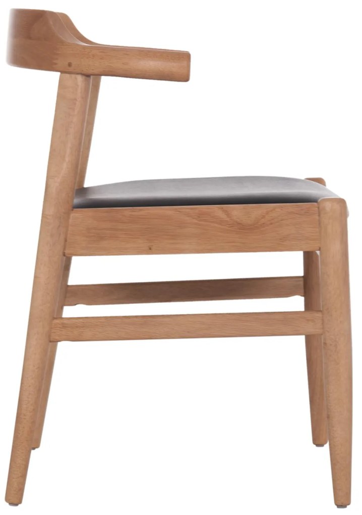 Καρέκλα Πολυθρόνα CERSEI από Rubberwood σε Light Oak & PU Μαύρο 57x53x72Υεκ 2αδα 57x53x72 εκ.