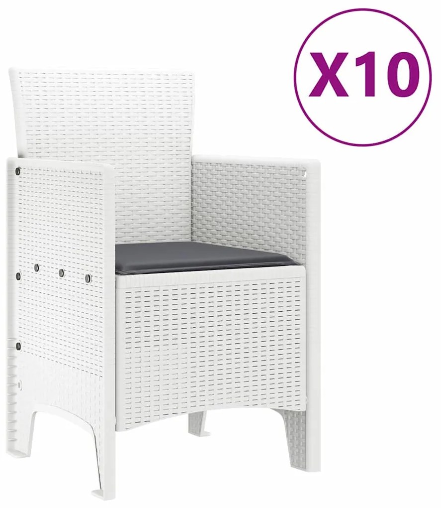 vidaXL Σέτ φαγητού για κήπο 11 pcs Λευκό Πολυράτταν και Αλουμίνιο