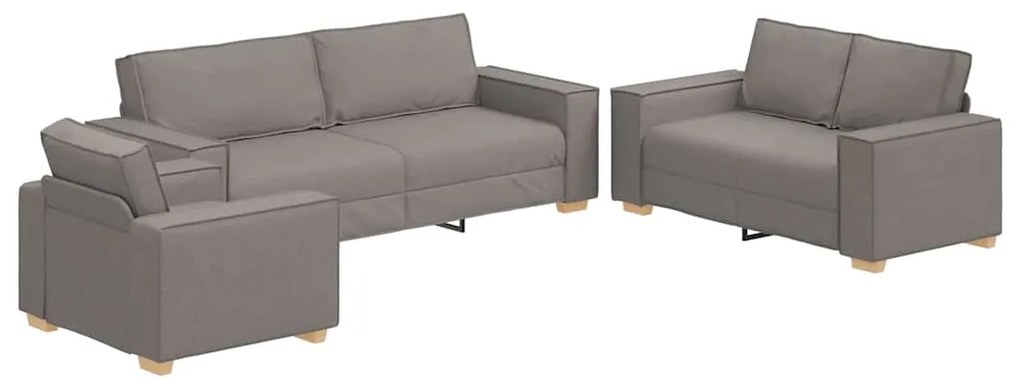 vidaXL Καναπές 3 pcs Taupe Ύφασμα μείγματος λινών