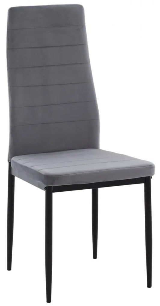 Καρέκλα ArteLibre ROSE Γκρι/Μαύρο Βελούδο 53x39x96cm-14320025