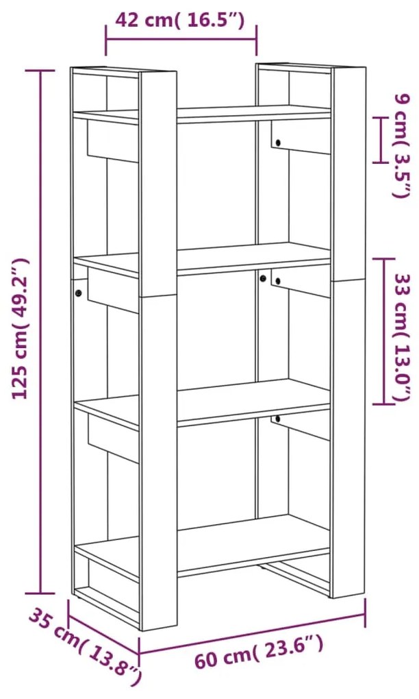 ΒΙΒΛΙΟΘΗΚΗ/ΔΙΑΧΩΡΙΣΤΙΚΟ ΧΩΡΟΥ 60X35X125 ΕΚ. ΜΑΣΙΦ ΞΥΛΟ 813884