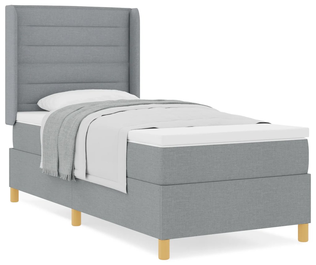 vidaXL Κρεβάτι Box Spring με Στρώμα Ανοιχτό Γκρι 80x200 εκ. Υφασμάτινο