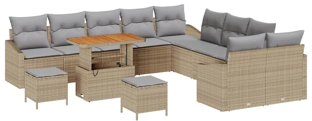 vidaXL Σετ Καναπέ Κήπου 13 pcs Μπεζ, Ανοιχτό Γκρι 100 x 100 x 71 cm