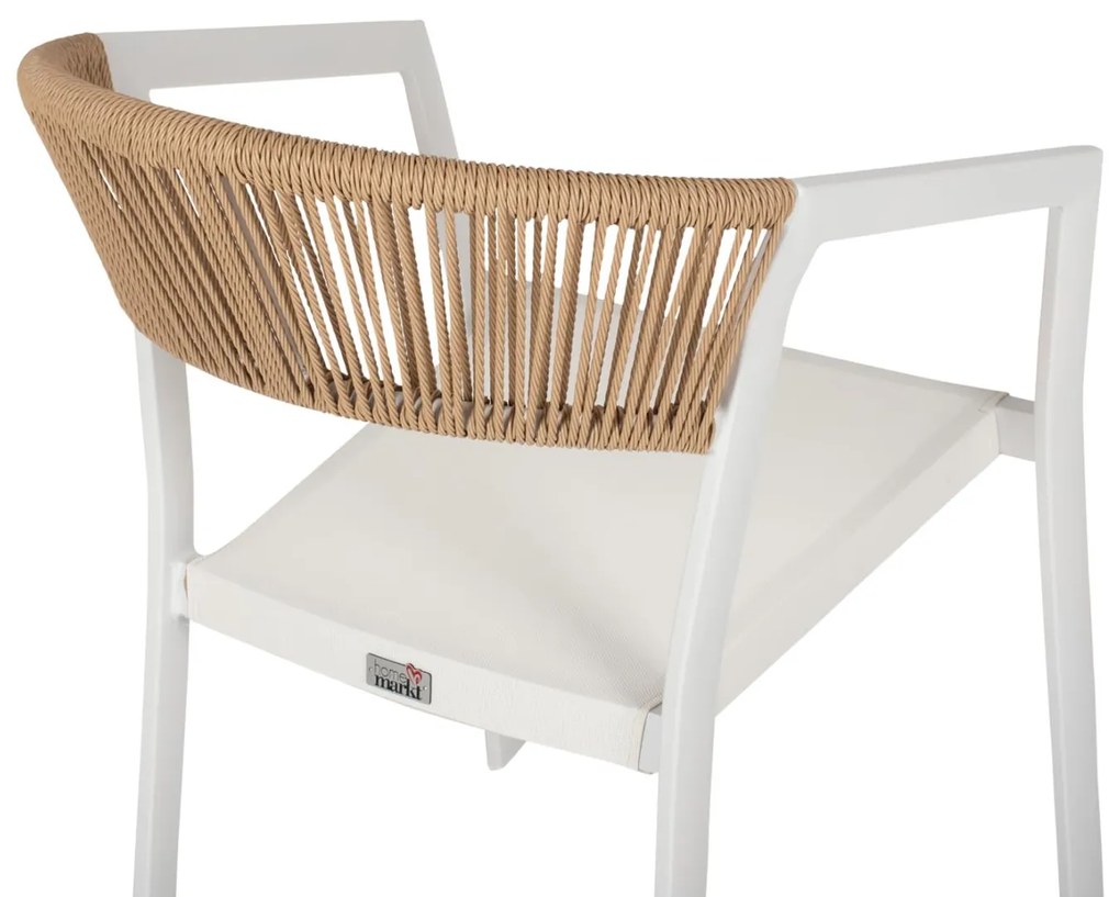 Καρέκλα - Πολυθρόνα MIRI C5891.02 Αλουμινίου Σκελετός - Textline Λευκό και Rattan Μπέζ 56x60x81,5Υ εκ. 56x60x81.5 εκ.