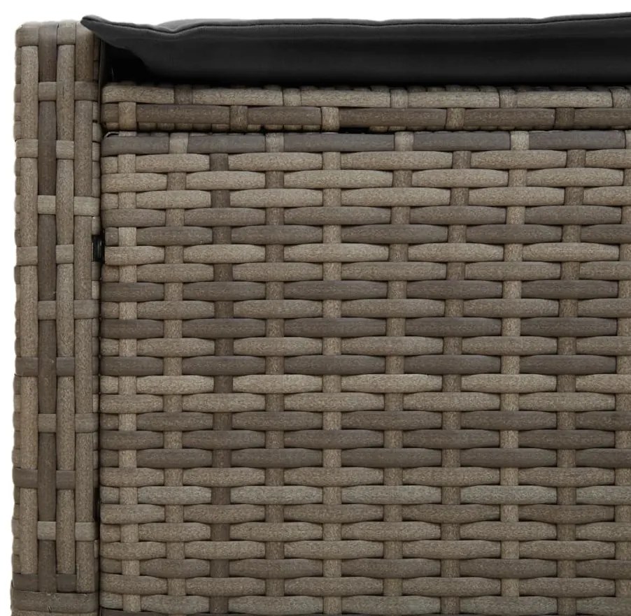 vidaXL Ξαπλώστρα Διπλή Γκρι από Συνθετικό Ρατάν με Μαξιλάρια