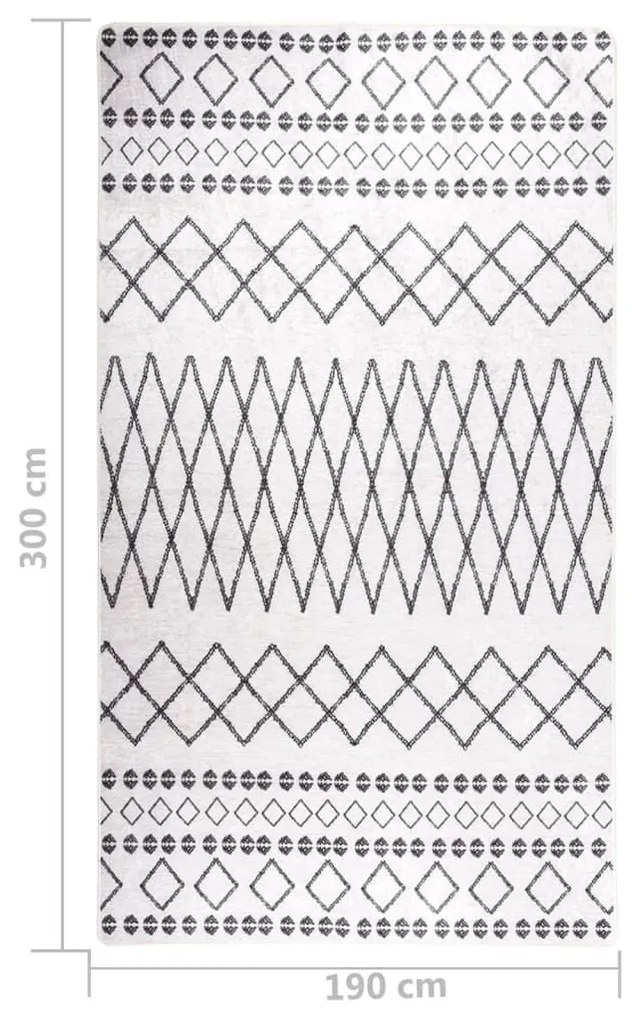 Χαλί Πλενόμενο Αντιολισθητικό Μαύρο / Λευκό 190 x 300 εκ. - Λευκό