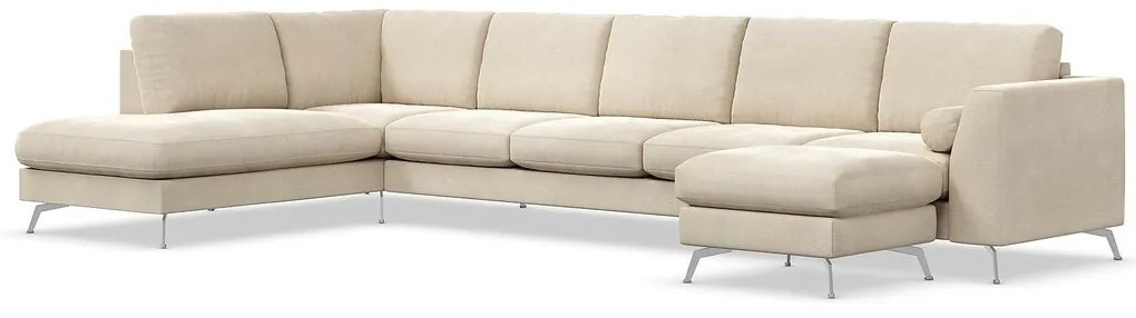 Γωνιακός Καναπές Seattle 173, Ασημί, Beige, 395x213x88cm, Πόδια: Μέταλλο | Epipla1.gr