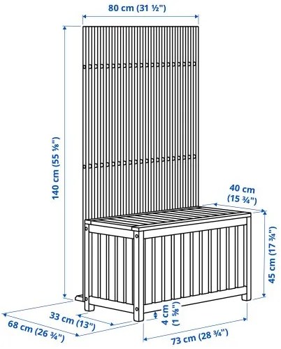 NÄMMARÖ κουτί αποθήκευσης και παραβάν/εξωτερικού χώρου, 80x68x140 cm 294.912.29