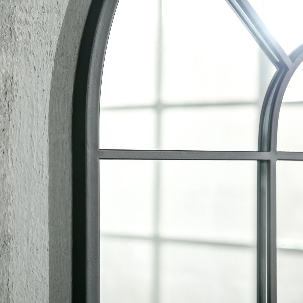 HOMCOM Καθρέφτης Παραθύρου με Μεταλλικό Πλαίσιο, 91 cm x 2 cm x 60 cm Μαύρο