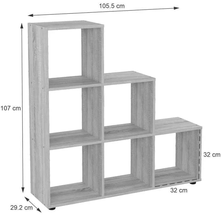 Βιβλιοθήκη Schody pakoworld σε oak απόχρωση 105.5x29.2x107εκ