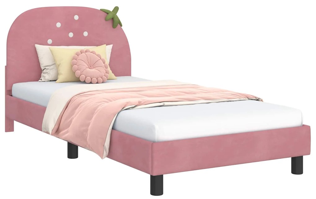 vidaXL Κρεβάτι Παιδικής Κρεβατοκάμαρας με Κεφαλάκι Ροζ 80 x 200 cm