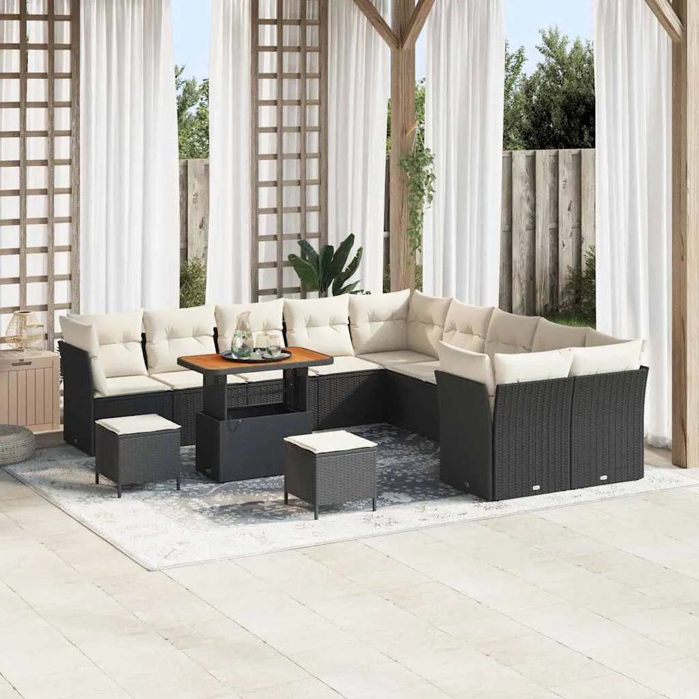 vidaXL Σετ Καναπέ Κήπου 13 pcs Μαύρο συνθετικό ρατάν