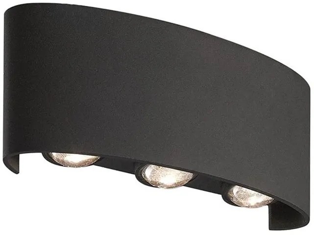 POWERTECH LED φωτιστικό τοίχου HLL-0161, 6W, 4000K, 480lm, IP65, μαύρο