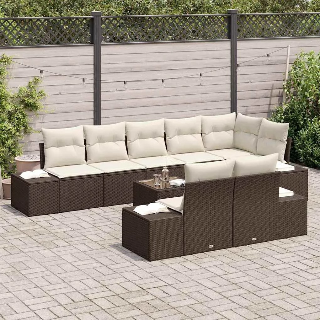 vidaXL Σετ Καναπέ Κήπου 9 pcs Καφέ και κρεμ 319 x 154 x 85 εκ.