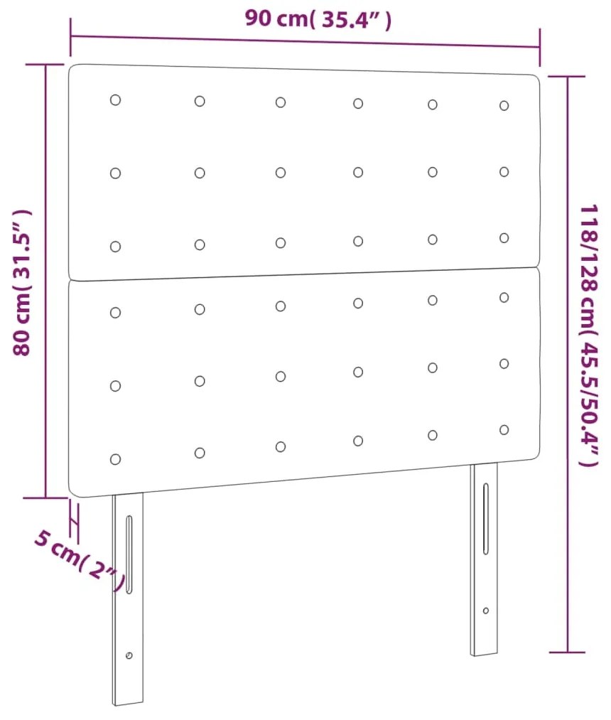 vidaXL Κεφαλάρι Κρεβατιού LED Σκούρο Καφέ 90x5x118/128εκ. Υφασμάτινο