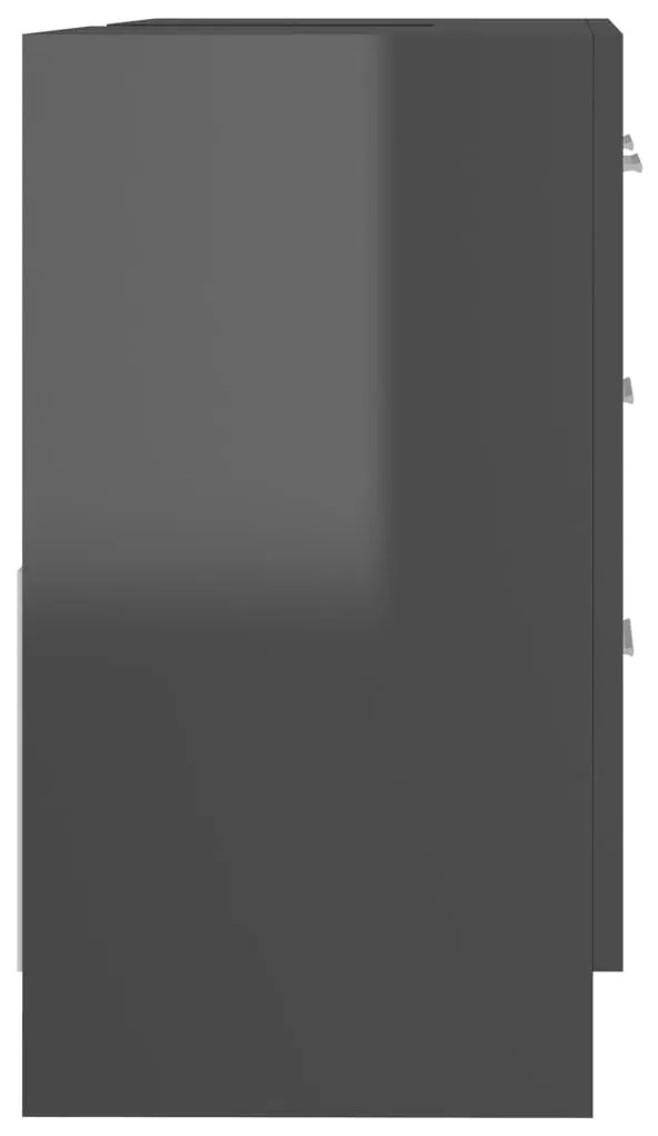 vidaXL Ντουλάπι Νιπτήρα Γυαλιστερό Γκρι 63x30x54 εκ. Μοριοσανίδα