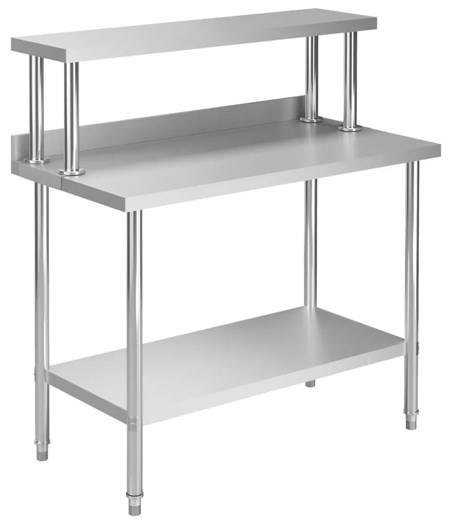 vidaXL Τραπέζι Εργασίας Κουζίνας με Ράφι 120x60x120 εκ. Ανοξ. Ατσάλι