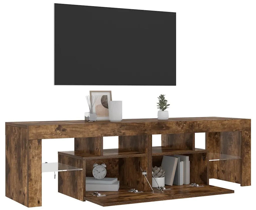 vidaXL Έπιπλο Τηλεόρασης με LED Καπνιστή Δρυς 140 x 36,5 x 40 εκ.