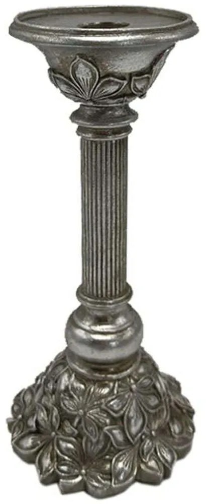 Κηροπήγιο Flower 279-222-159 11x11x26cm Silver Polyresin