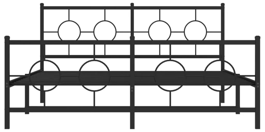 Πλαίσιο Κρεβατιού με Κεφαλάρι&amp;Ποδαρικό Μαύρο 150x200εκ. Μέταλλο - Μαύρο