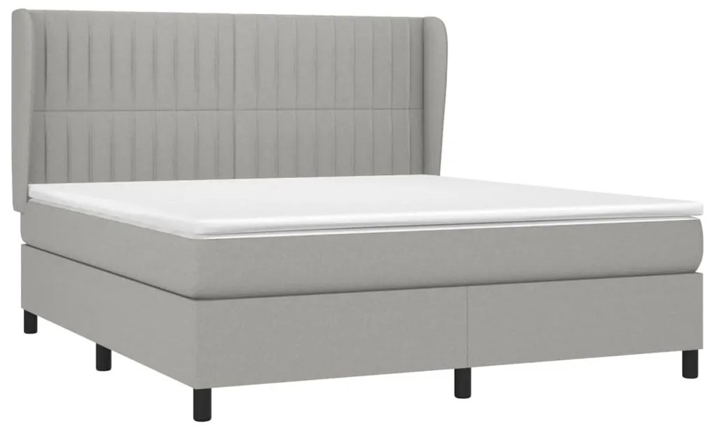 Κρεβάτι Boxspring με Στρώμα Αν. Πράσινο 160x200εκ Υφασμάτινο - Γκρι