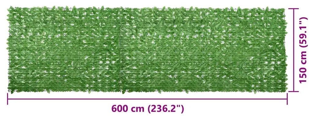 vidaXL Διαχωριστικό Βεράντας με Φύλλα Πράσινο 600 x 150 εκ.