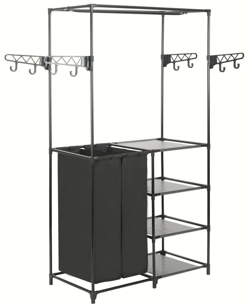 vidaXL Κρεμάστρα Δαπέδου Μαύρη 87x44x158 εκ. Ατσάλι/Ύφασμα Non-woven