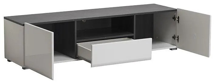 Έπιπλο Τηλεόρασης Enzo 150 Λευκό - Black Grey Wood 153*41,5*38,5 εκ. 153x41.5x38.5 εκ.