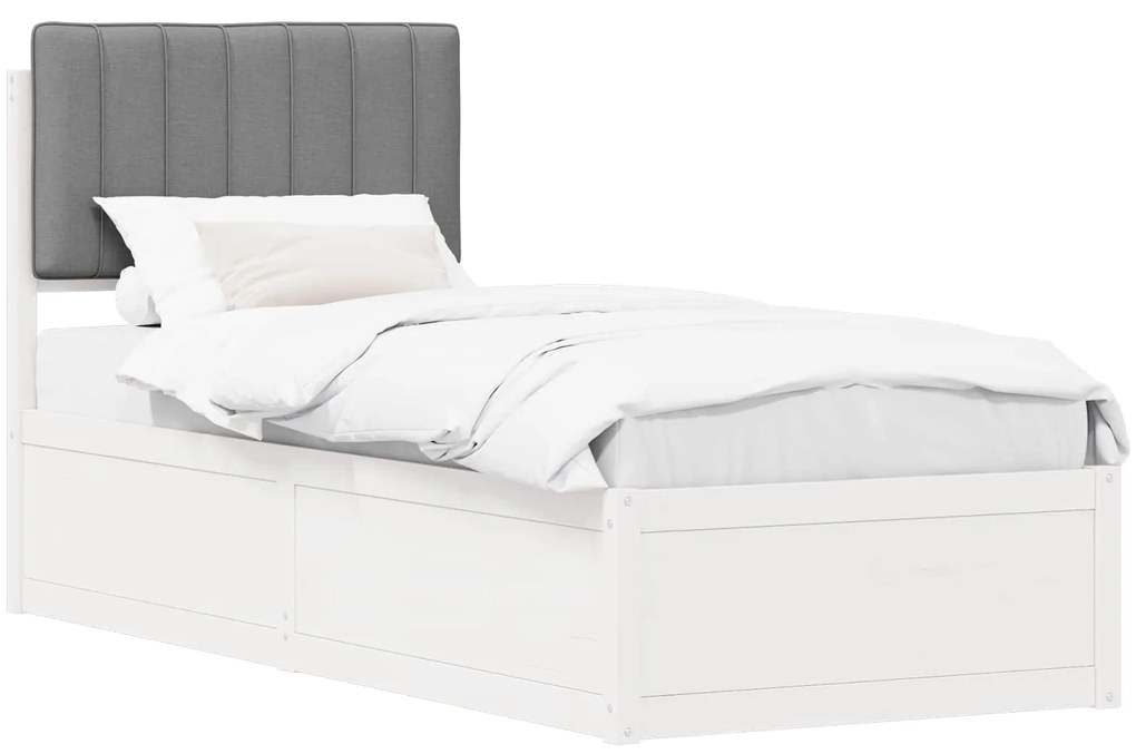 vidaXL Σκελετός Κρεβατιού με Επενδεδυμένο Κεφαλάρι Ανοιχτό γκρι