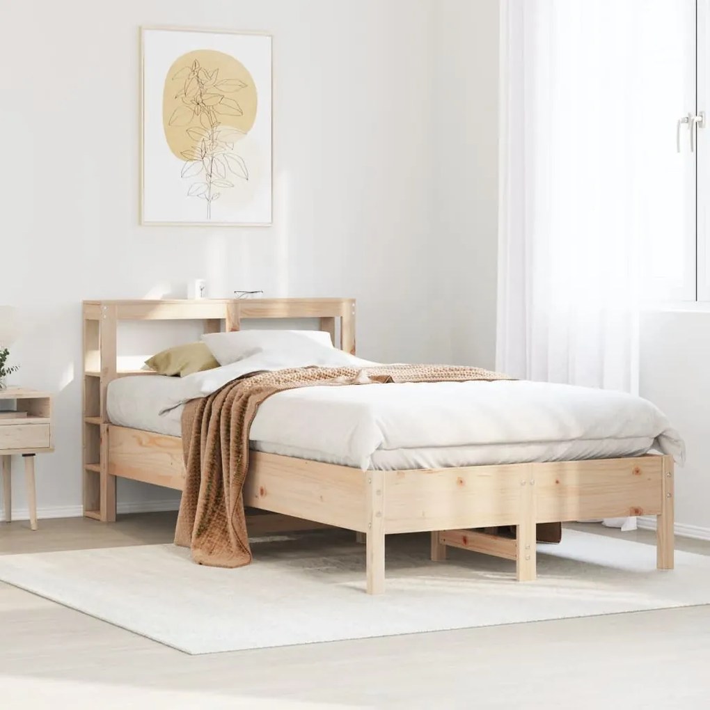 vidaXL Σκελετός Κρεβατιού Χωρίς Στρώμα 75x190 εκ Μασίφ Ξύλο Πεύκου