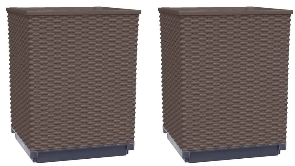 vidaXL Ζαρντινιέρες 2 τεμ. Καφέ 30 x 30 x 37 εκ. από Πολυπροπυλένιο