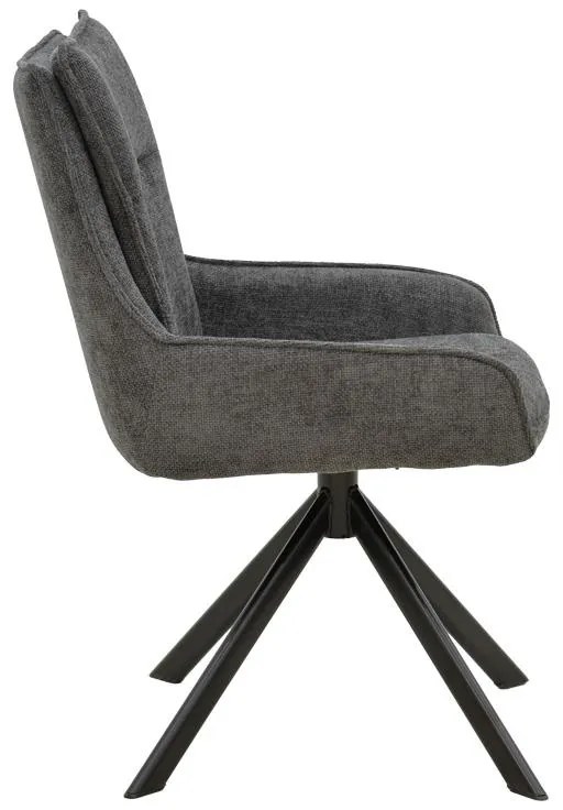 Καρέκλα Konelian Περιστρεφόμενη σε Ανθρακί ύφασμα με Μαύρο Μεταλλικό Πόδι 54x63x88εκ. 2αδα 54x63x88 εκ.