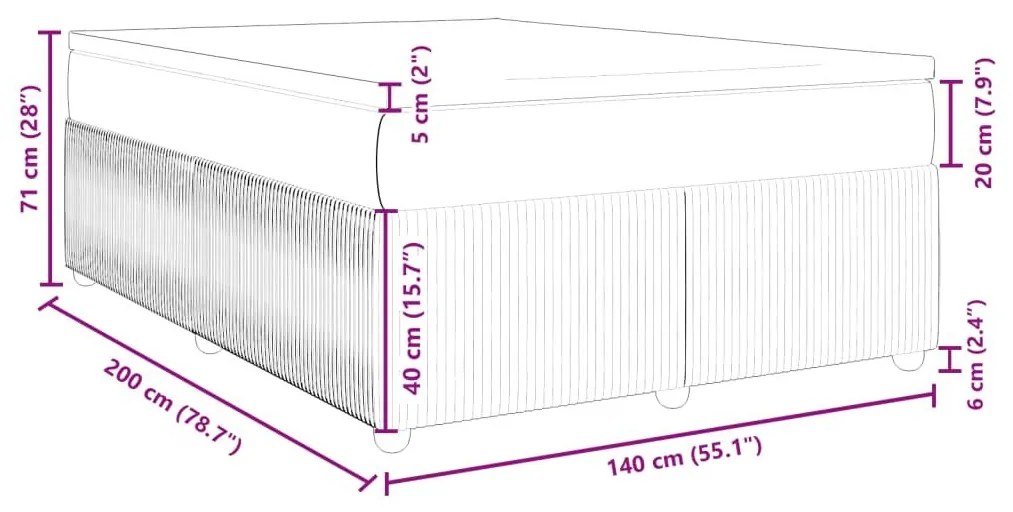 Κρεβάτι Boxspring με Στρώμα Ροζ 140x200 εκ. Βελούδινο - Ροζ