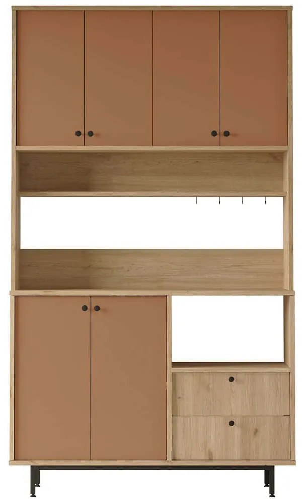 Ντουλάπι Κουζίνας 956LCS3578 120x35,5x205cm Oak-Tile Red Μοριοσανίδα, Μέταλλο