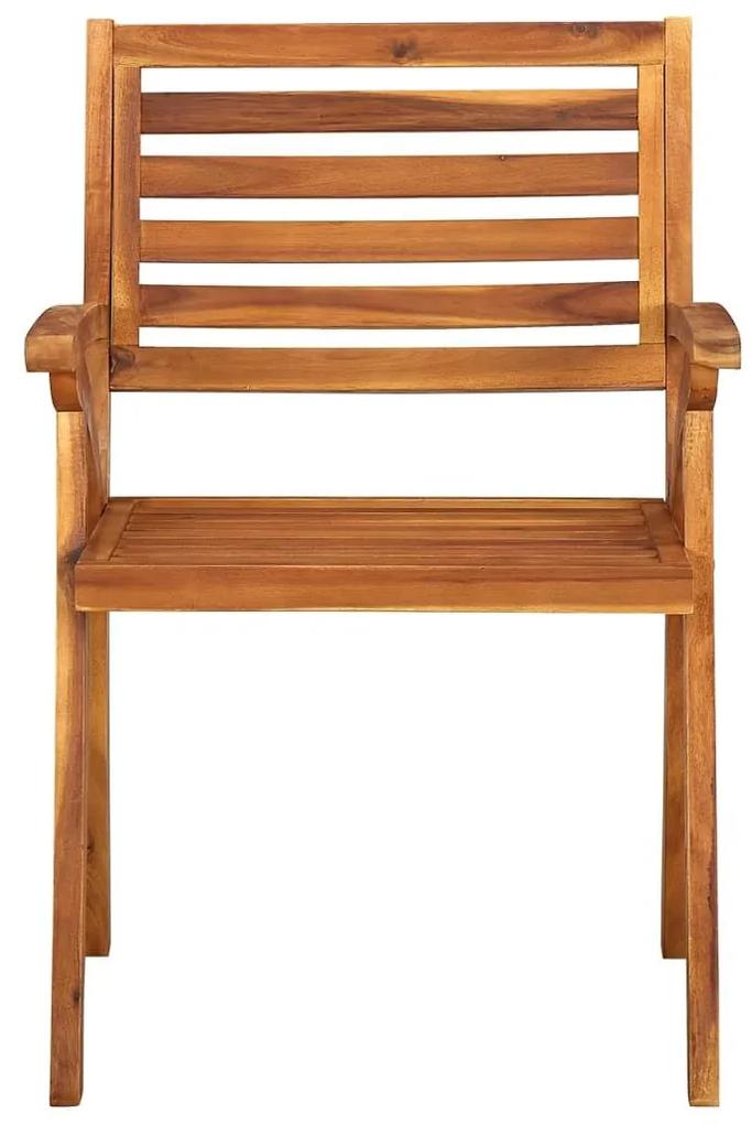 Καρέκλες Κήπου 4 τεμ. από Μασίφ Ξύλο Ακακίας με Μαξιλάρια - Κόκκινο