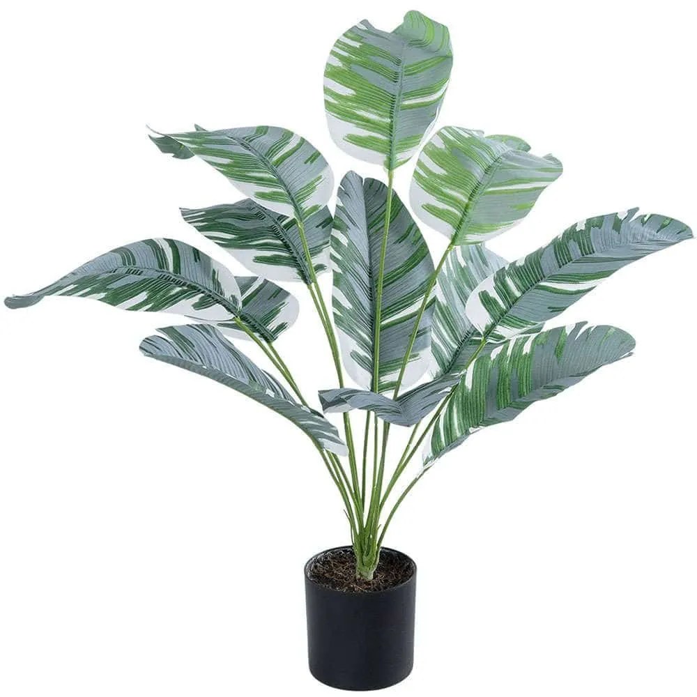 Τεχνητό Φυτό Banana Zebra 20930 Φ70x55cm Multi-Green GloboStar Πολυαιθυλένιο,Ύφασμα