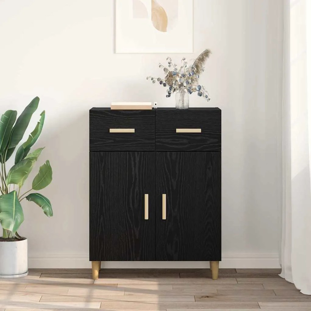 vidaXL Πλαϊνό γραφείο Μαύρη δρυς 34 x 69.5 x 89 εκ Επεξεργασμένο ξύλο