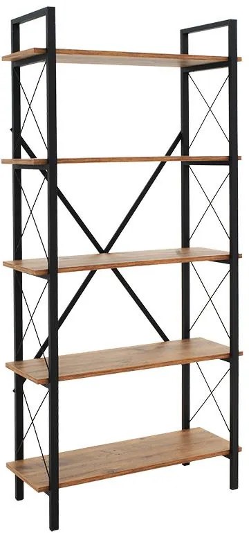 Βιβλιοθήκη Wook καρυδί-μαύρο 90x34x180εκ 90x35x180 εκ.