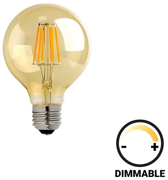 Λαμπτήρας LED G80 Bulb pakoworld dimmable 8W E27 amber - 342-000076