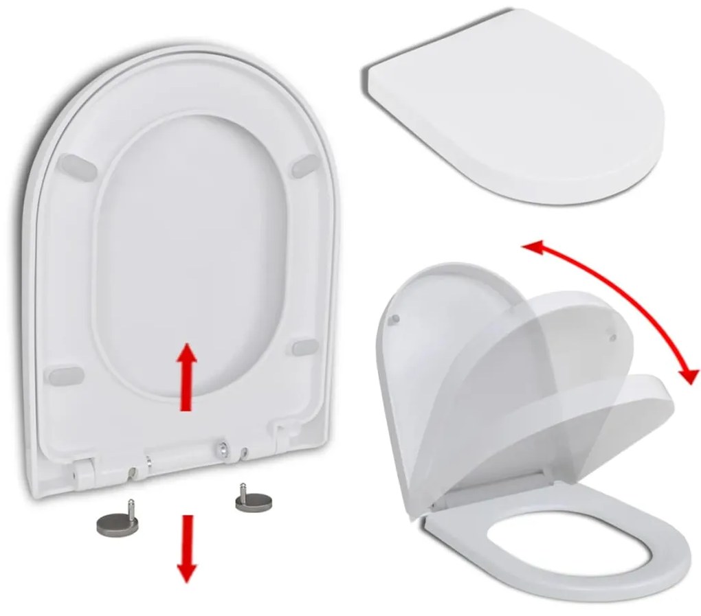 vidaXL Κάλυμμα Λεκάνης με Soft Close &amp; Quick Release Τετράγωνο Λευκό