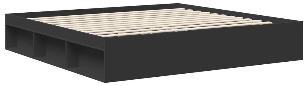 vidaXL Σκελετός Κρεβατιού Μαύρο 200 x 200 cm Στερεά ξυλεία πεύκου