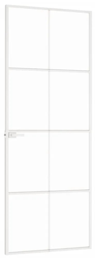 vidaXL Εσωτερική Πόρτα Λευκή 76x201,5 εκ. Ψημένο Γυαλί&Λεπτό Αλουμίνιο