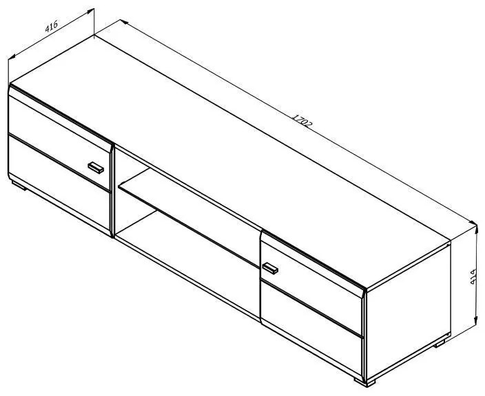 Έπιπλο Τηλεόρασης Rex Λευκό - Λευκή Λάκα 170x41x41 εκ. 170x41x41 εκ.